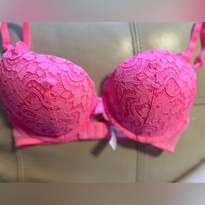 Hot Pink Lace Push-Up Bra